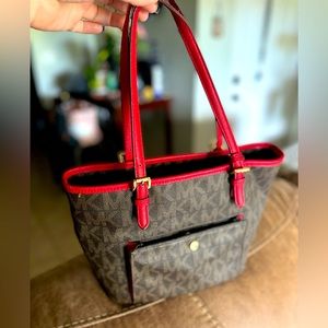 Michael Kors Jet Set Red Trim Purse
